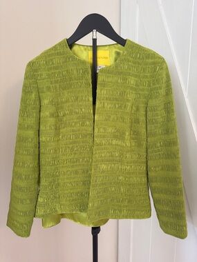 Flores & Flores Textured Lime Green Open-Front Blazer and tank shell
